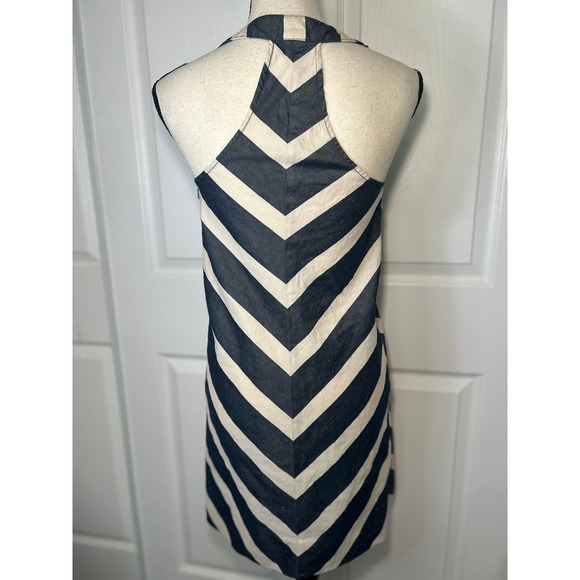 Postmark Anthropologie Halter Chevron Endpoint Linen Blend A-line Dress Size 00 - Picture 4 of 8